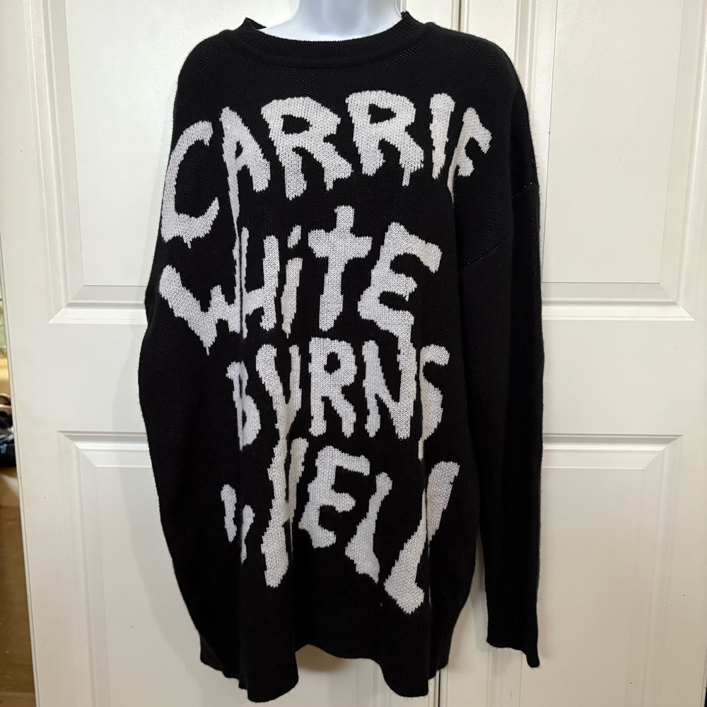 Black and White Graphic Sweater Dress